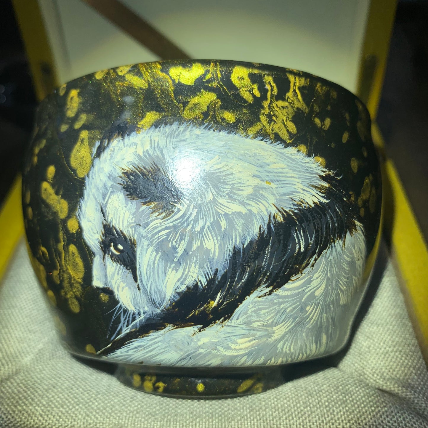 Master Liu you-liang Daqi panda Feng shui cylinder shape cup.