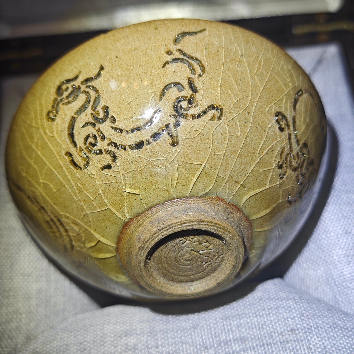 master ding lu wei Four Gods and Beasts Taro glazed Ping Kou Utensil shape Teacup