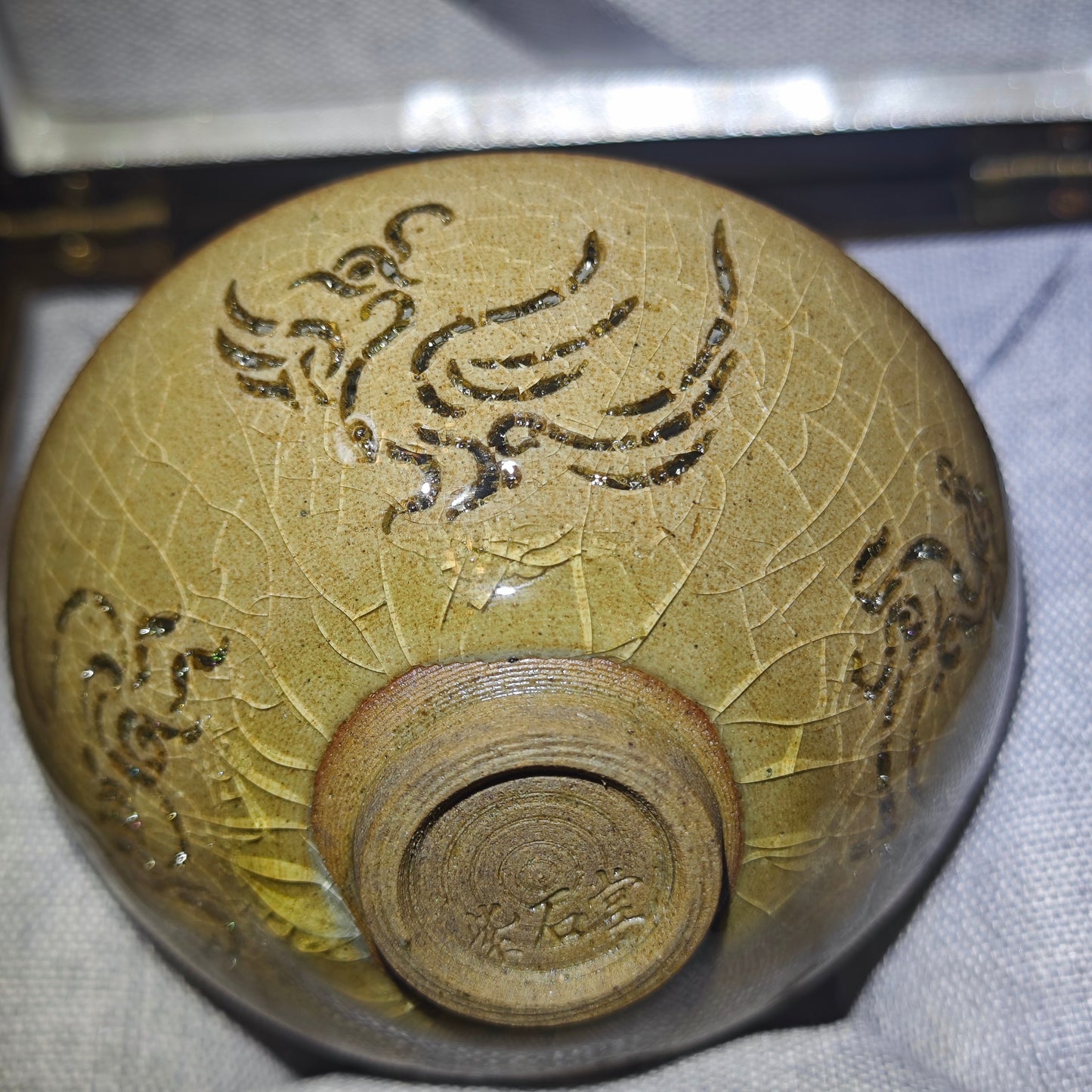 master ding lu wei Four Gods and Beasts Taro glazed Ping Kou Utensil shape Teacup