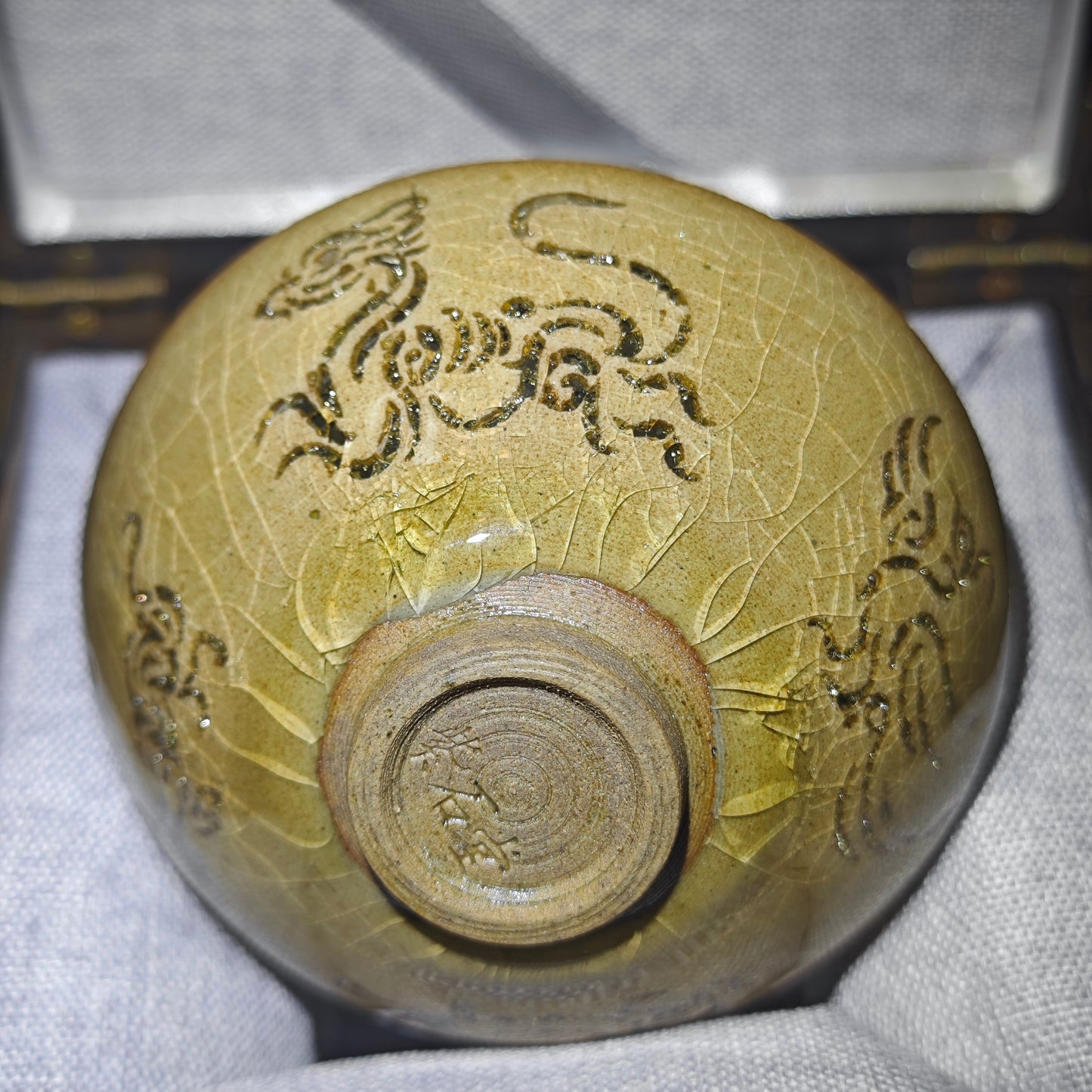 master ding lu wei Four Gods and Beasts Taro glazed Ping Kou Utensil shape Teacup