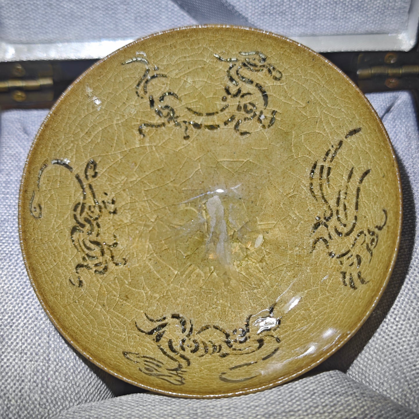 master ding lu wei Four Gods and Beasts Taro glazed Ping Kou Utensil shape Teacup