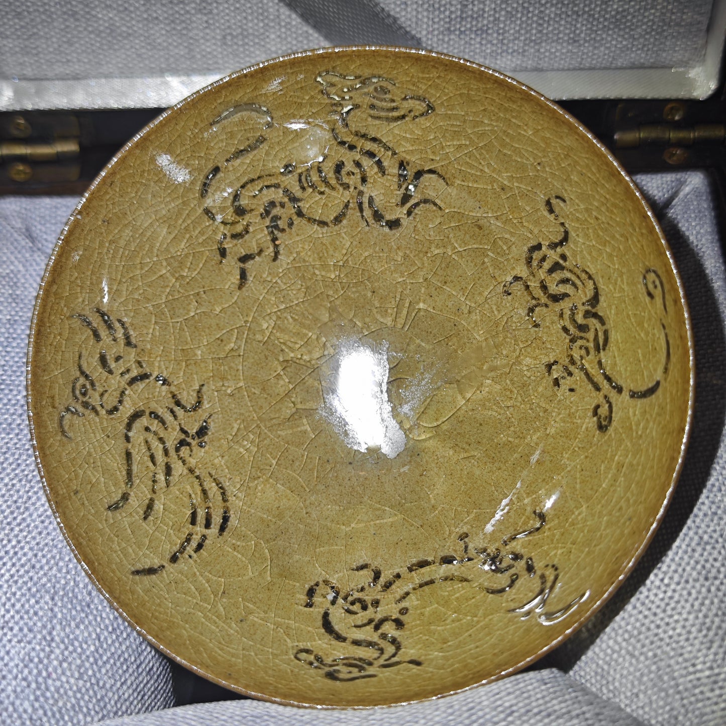 master ding lu wei Four Gods and Beasts Taro glazed Ping Kou Utensil shape Teacup