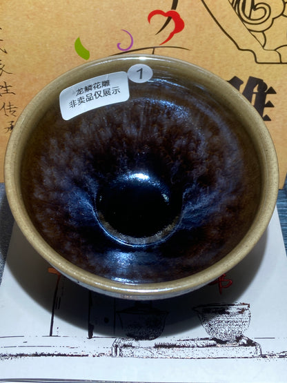 [No.1 teacup]Flower Carving Oil Drops/Non-heritage Inheritor/The First People of Rainbow Glaze| JiGuoping 12-16