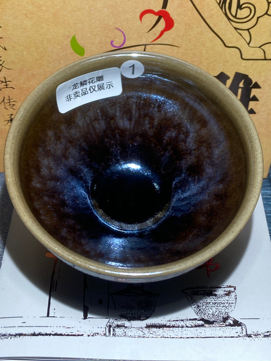 [No.1 teacup]Flower Carving Oil Drops/Non-heritage Inheritor/The First People of Rainbow Glaze| JiGuoping 12-16