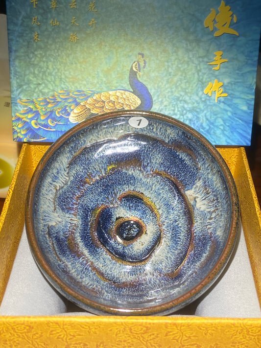[No.1 teacup]Senior Craft Artist/ National Junior Technologist/ Founder of Gold Silk Blue Peacock Glaze| Master Caoweijun 2-24
