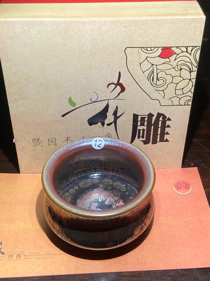 [Claire]Flower Carving Oil Drops/Non-heritage Inheritor/The First People of Rainbow Glaze| JiGuoping8-17