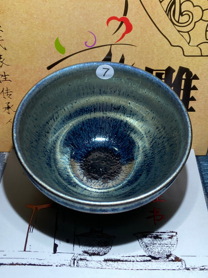 [No.1 teacup]Flower Carving Oil Drops/Non-heritage Inheritor/The First People of Rainbow Glaze| JiGuoping 12-16