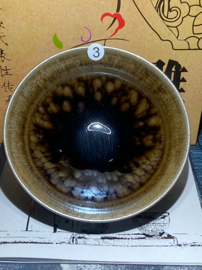 [No.1 teacup]Flower Carving Oil Drops/Non-heritage Inheritor/The First People of Rainbow Glaze| JiGuoping 12-16