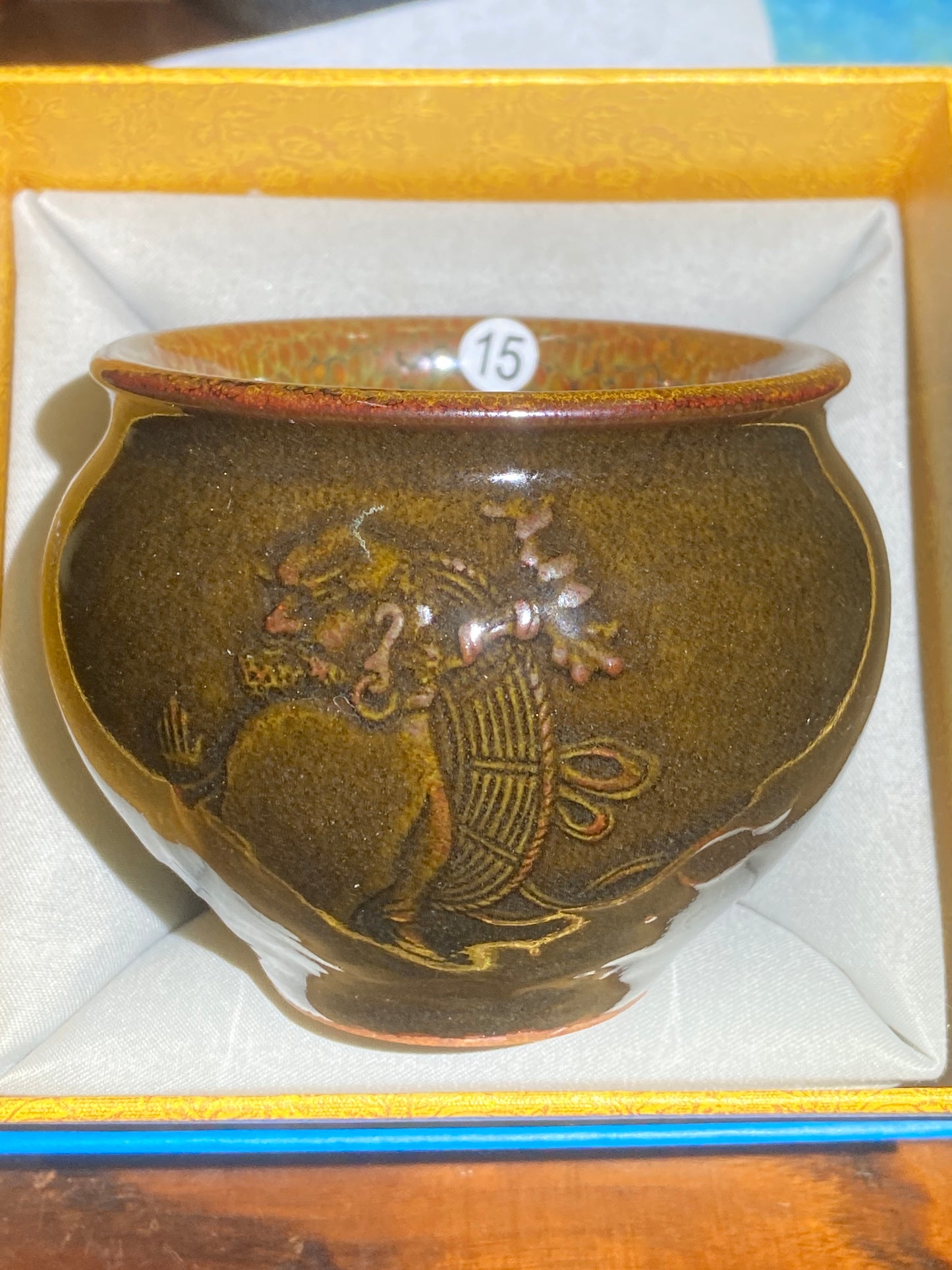 [No.1 teacup]Senior Craft Artist/ National Junior Technologist/ Founder of Gold Silk Blue Peacock Glaze| Master Caoweijun 2-24