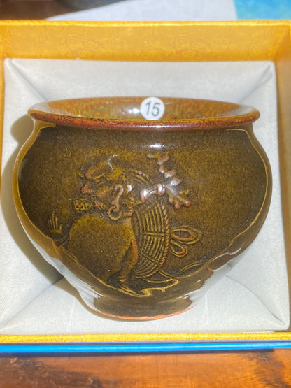 [No.1 teacup]Senior Craft Artist/ National Junior Technologist/ Founder of Gold Silk Blue Peacock Glaze| Master Caoweijun 2-24
