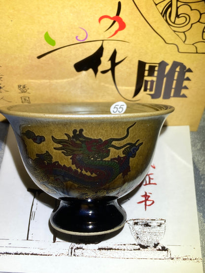 [Claire]Flower Carving Oil Drops/Non-heritage Inheritor/The First People of Rainbow Glaze| JiGuoping9-15