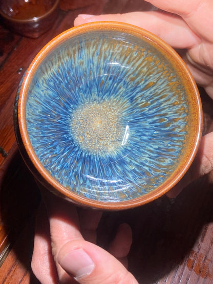 [No.1 teacup]Senior Craft Artist/ National Junior Technologist/ Founder of Gold Silk Blue Peacock Glaze| Master Caoweijun 2-24