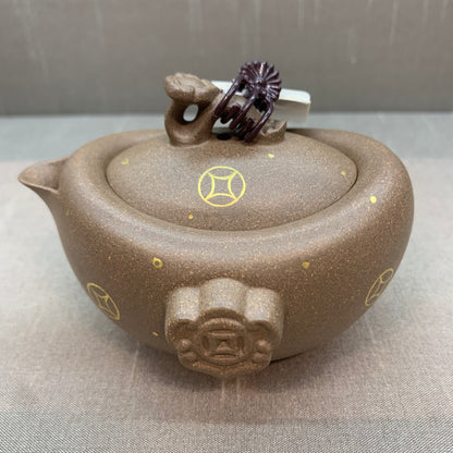 Master fan ze feng Old mud material dark-red enameled pottery 120cc