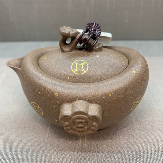 Master fan ze feng Old mud material dark-red enameled pottery 120cc