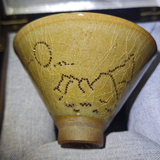 master ding wei lu Linglong teacup Taro glazed douli shape cup